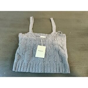 Weekend Los Angeles Dusty Blue Cable Knit Cotton Tank Top XS T2284SWDG